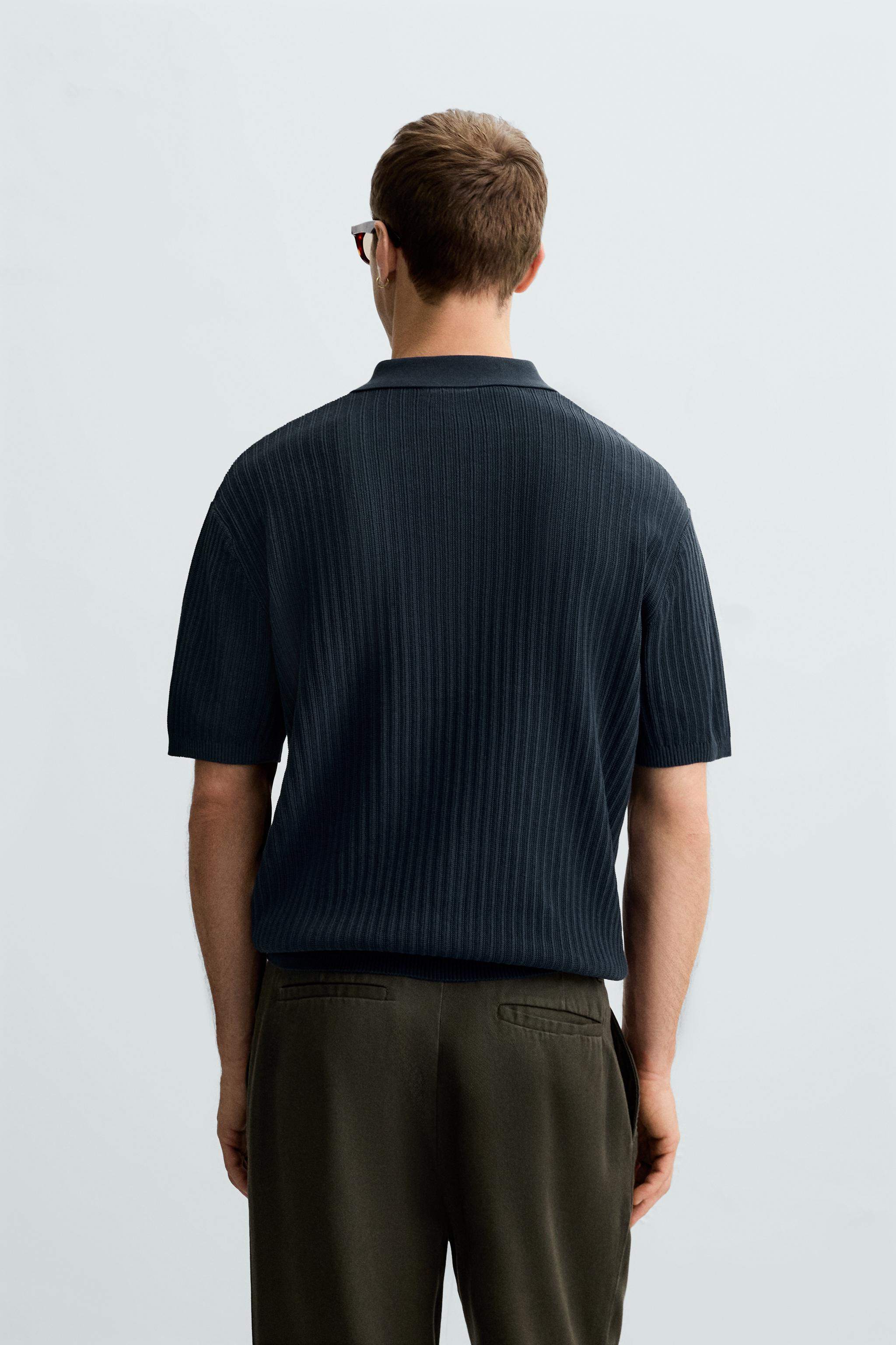 VERTICAL TEXTURED KNIT POLO SHIRT